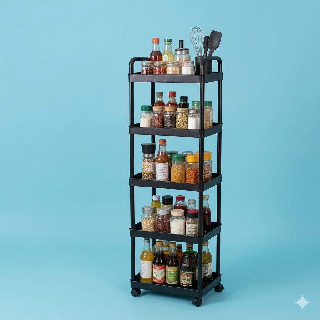 Space-Saving 5-Tier Rolling Storage Unit